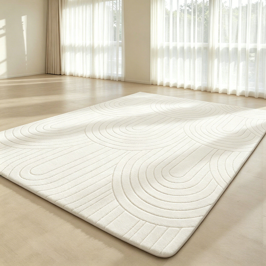 Brayden Studio Rectangle Arc Washable Area Rug Cream White 240*300cm