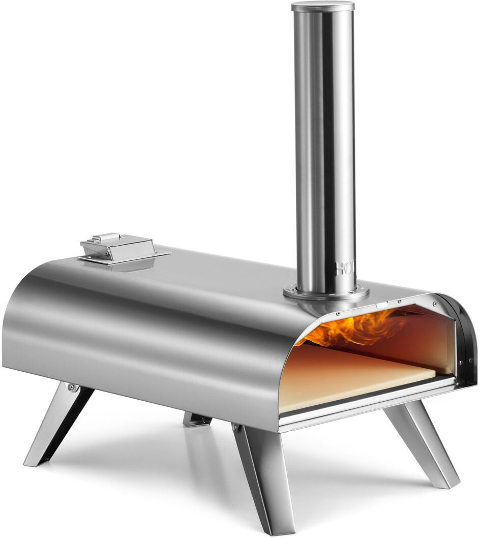 VonHaus Stainless Steel Countertop Wood Burning Pizza Oven Silver 8cm H X 30cm W X 50cm D