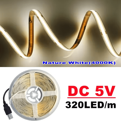 Inspire Curations DC5V USB COB LED Strip Light 320 LEDs Per Meter 4500k 5m
