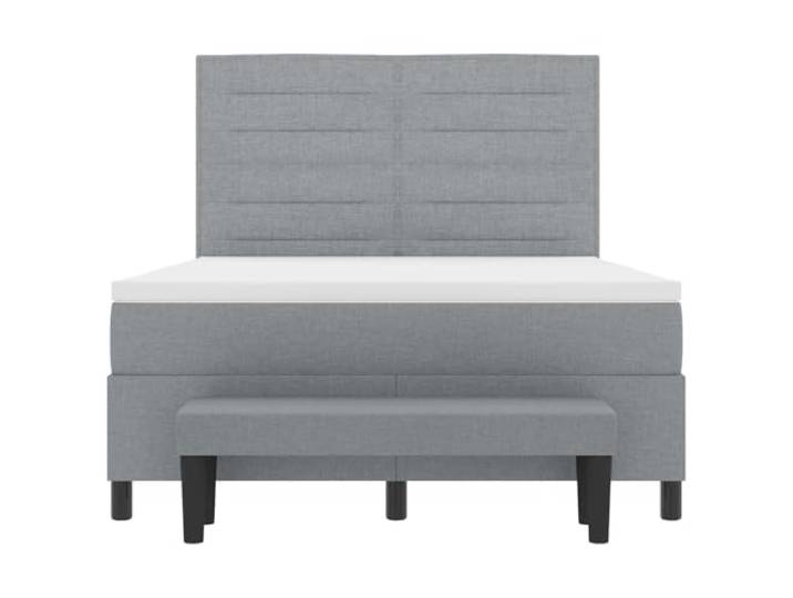 KTHLBRH Boxspringbett hellgrau 140 x 190 cm Stoff Kopfteil verstellbar, 2 Stufen, aus Holz, Traglast 280 kg, einfache Montage