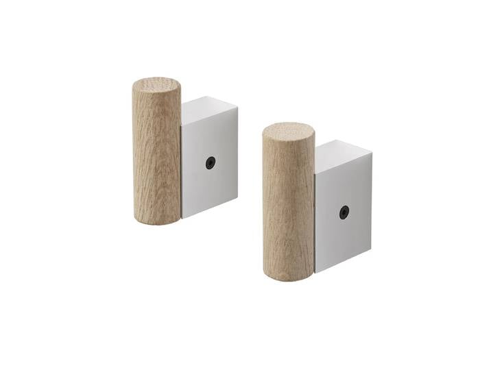 Muuto - Attach Wandhaken, Eiche / Aluminium (2er-Set)