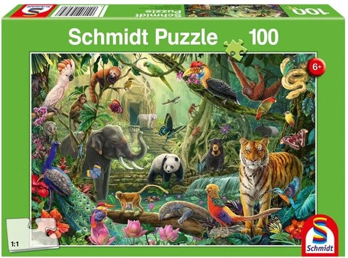 Puzzle 100 pcs Les animaux de la jungle - Puzzles Schmidt