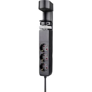 Neomounts Tischsteckdose mit 1,4 m Schuko Kabel, klemmbar, mit Schalter, schwarz, 3-fach, USB-A & USB-C