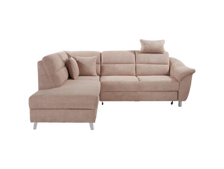 Livetastic Ecksofa, Beige, Metall, Ottomane links, L-Form, 248x197 cm, Made in EU, Wohnzimmer, Sofas & Couches, Wohnlandschaften, Ecksofas