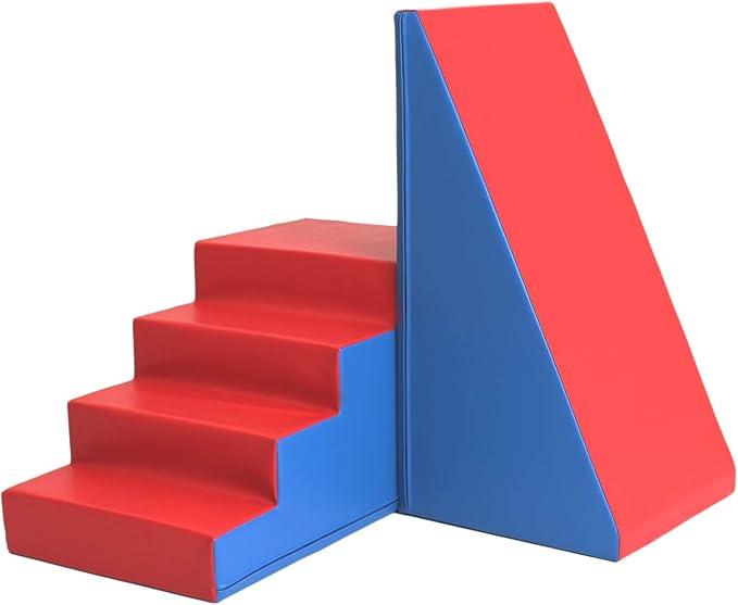 Mega Fun Slider Indoor Kletterset (Blau/Rot) | Firm Step Schaumstoff | | | Fördert Balance & Klettern | Leicht zu reinigen | Leicht