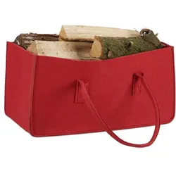 Relaxdays 2 x Kaminholztasche aus Filz rot Rot