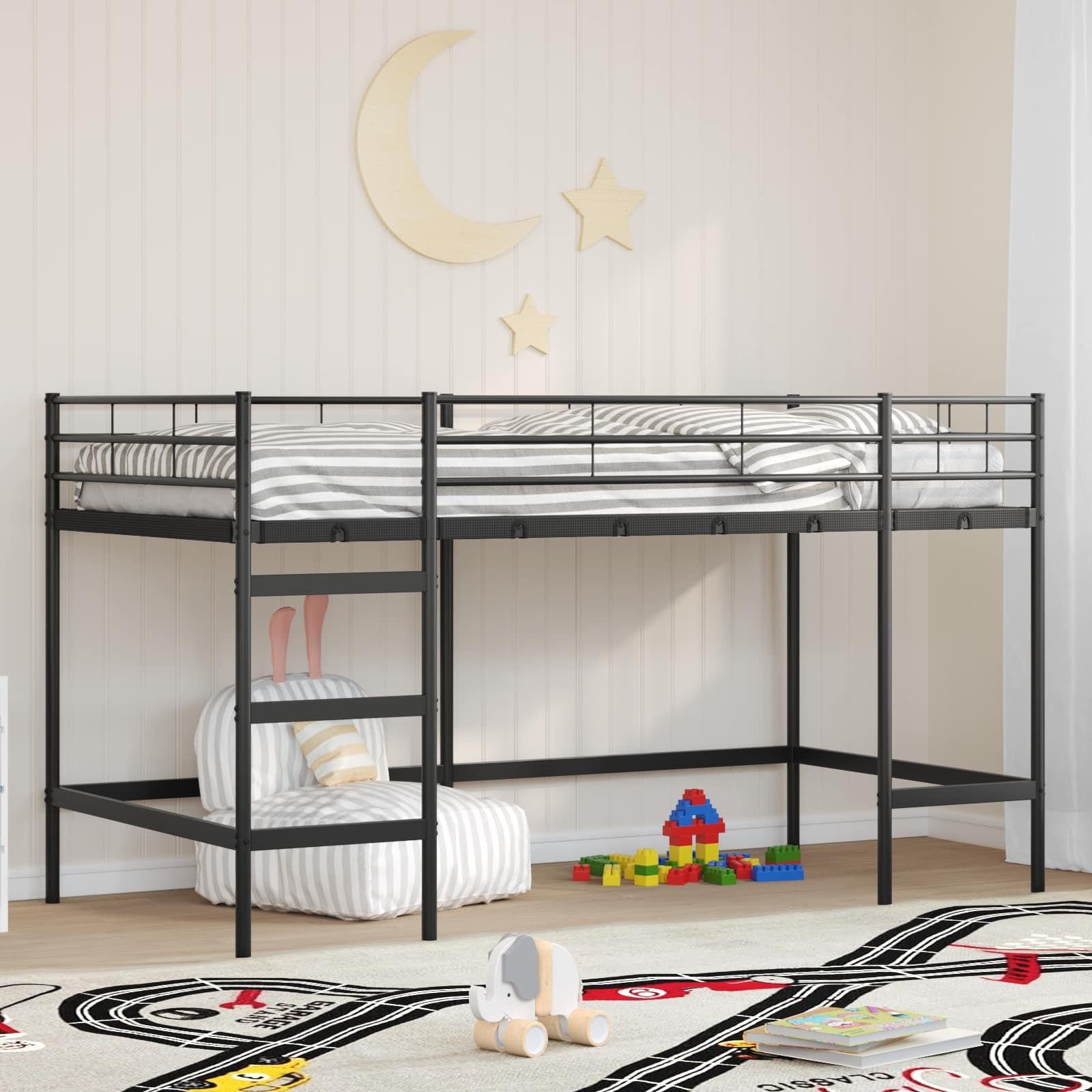 Prolenta Kinderbed met hemelbed, metaal, zwart