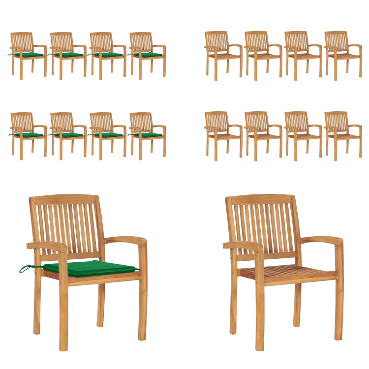 vidaXL Stapelbare Gartenstühle mit Kissen 8 Stk. Massivholz Teak - Gartenstuhl - Gartenstühle - Holzstuhl - Holzstühle