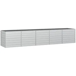 Helloshop26 - Hochbeet für Pflanzen Blumen Terrasse Garten 400 x 80 x 77 cm verzinkter Stahl silber 02_0039448