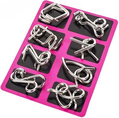 Friendly Fresh Finds Montessori Metal Brain Teaser Puzzle Set For Kids Adults Mind Challenge Game pink