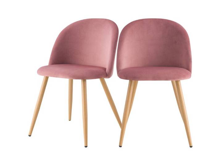 Lot de 2 chaises en velours rose et pieds en métal - Cozy - Maison Pavane