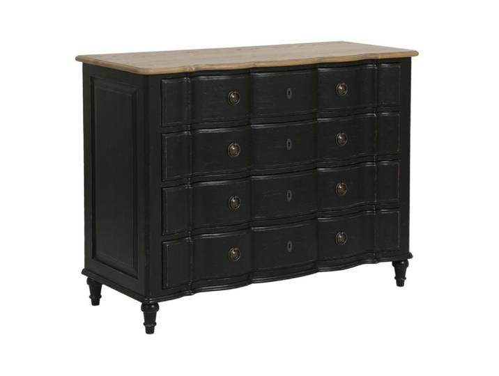 Commode 4 tiroirs en bois noir