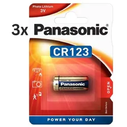 3x Panasonic CR123AL/1BP Photobatterie CR123 1400mAh