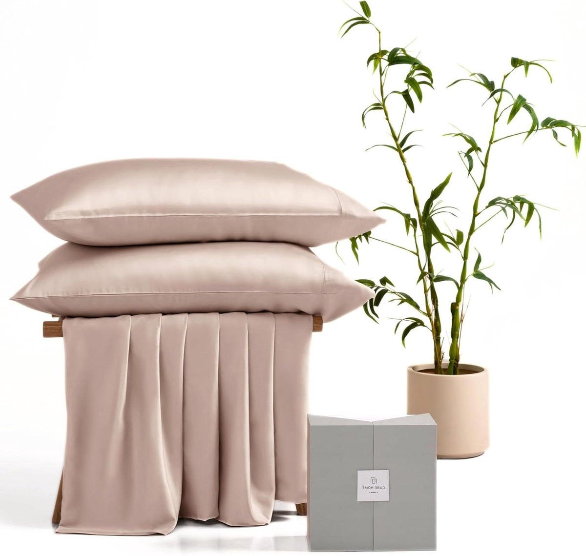 Luxe Beddengoedset van 100% Natuurlijk Bamboe met Dekbed en Kussenslopen, Kameel, 200x200 cm