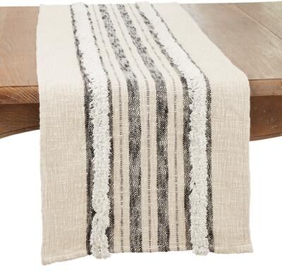 Saro Lifestyle "Textured Sophistication Tufted Stripe Table Runner - 16""x72"""