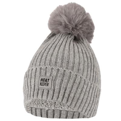 Bommelmütze HEATKEEPER, Damen, grau, Obermaterial: 100% Polyester, Mützen, für Herbst- und Wintermode, für Outdoor-Aktivitäten