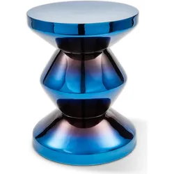 Zig Zag Hocker oder Beistelltisch, blaues Metall