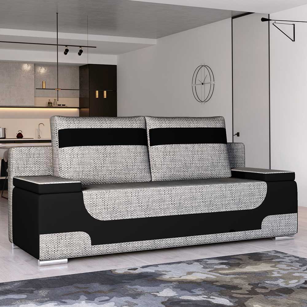 Pharao24.de Sofa Zweisitzer Sofa aus Kunstleder und Webstoff