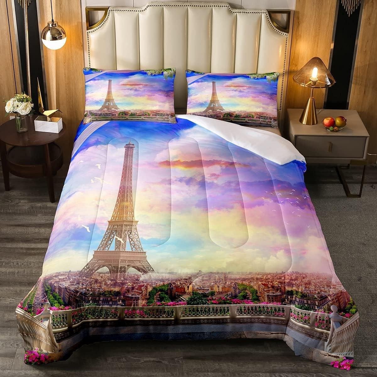 Eiffeltoren Dekbedovertrek Set - Roze - Single Size