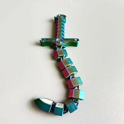 Inspired Living 8.7 inch 3D Printed Sword Whip, Shape Shifting Flexible Articulated Fidget Sword mix