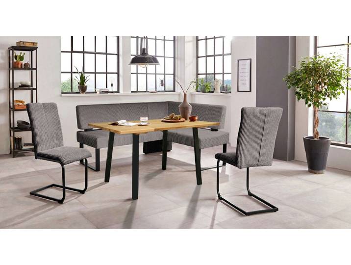 Eckbankgruppe, Massivholz, Volcanic Schwarz, 200×160 cm, Wellenunterfederung, Landhaus, Home Affaire