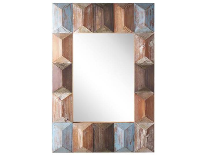 Beliani Wandspiegel Braun Tannenholz Rechteckig mit Breitem Rahmen Holz, Gefärbt, Benötigt keine Montage, 63 x 7 x 90 cm
