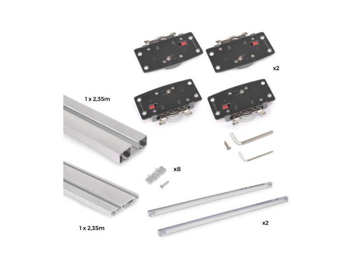 -Emuca Système de montage en surface Flow 2 en kit pour une armoire avec 2 portes coulissantes en bois avec fermeture souple.