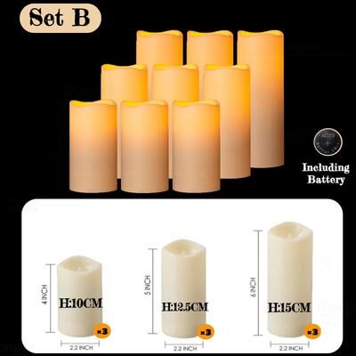 Uplift Treasures Flickering Flameless LED Pillar Candles Set set B 3 size Mix 24pcs