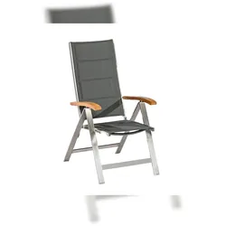 Merxx Ferrara Klappsessel, Akazie/Edelstahl/Textilbespannung, Silber/Grau