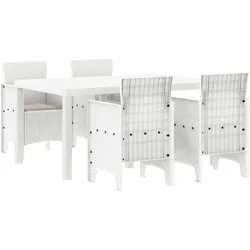 vidaXL Garten Essset 5 pcs Weiß 150 x 100 x 73 cm PE-Rattan