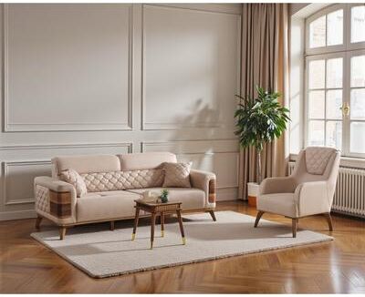 Furnia Levanto 3 Pieces Living Room Sets 1 Sofa 2 Chair