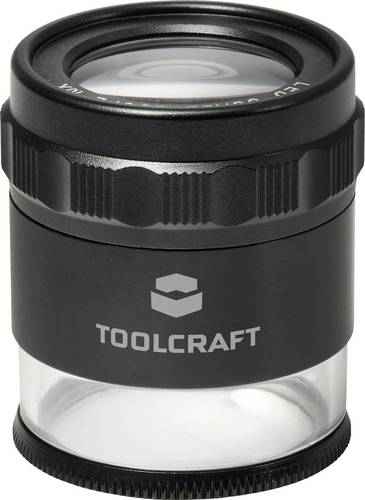 TOOLCRAFT TO-11367549 Handlupe mit Beleuchtung, mit LED-Beleuchtung, mit Messskala Vergrößerungsfaktor: 10 x Linsengröße: (Ø)