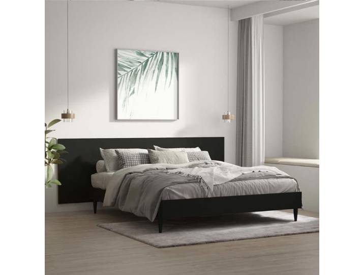 Tête de lit-Armoire de tête de lit murale-Panneau de tête de lit Noir 240x1 5x80 cm Bois d'ingénierie