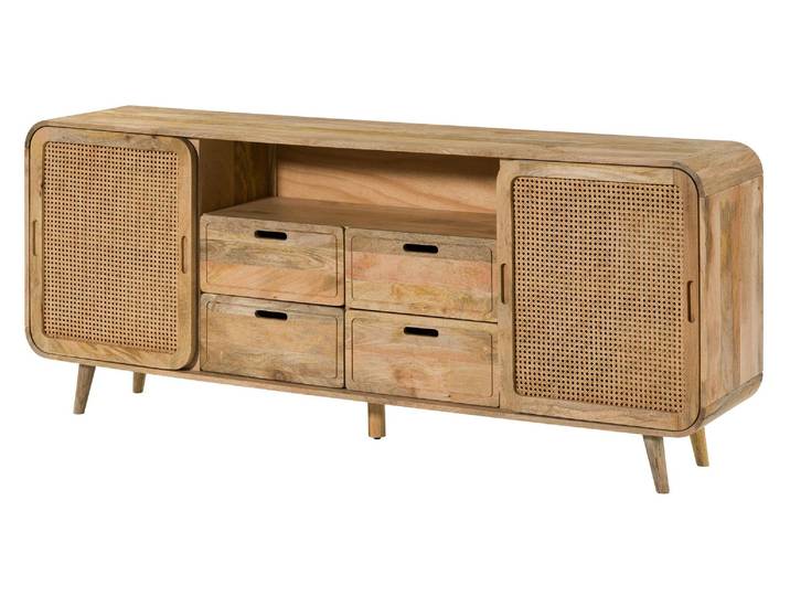 Buffet Bas Manguier Natur Laqué 200x40x80 Cm Partiellement Assemblé Valencia 120