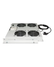 Intellinet Rack-Lüftereinsatz mit 4 Ventilatoren Thermostat Wechselstrom 220/240 V Grau RAL 7035 48,3 cm 19" Kühleinheit 4 Lüftern für Schränke (712798)
