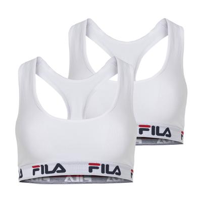 Bustier FILA "WOMAN BUSTIER", Damen, Gr. M, N-Gr, weiß, Obermaterial: 95% Baumwolle, 5% Elasthan, unifarben, BHs Bustier, ohne Polsterung und ohne Bügel, Racerbackrücken
