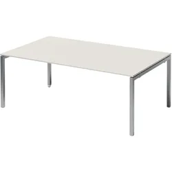 Bisley Cito Konferenztisch 200x120 cm, Tischplatte in Grauweiß, U-Gestell in Silber - Besprechungstisch & Meetingtisch, großer Chef Schreibtisch