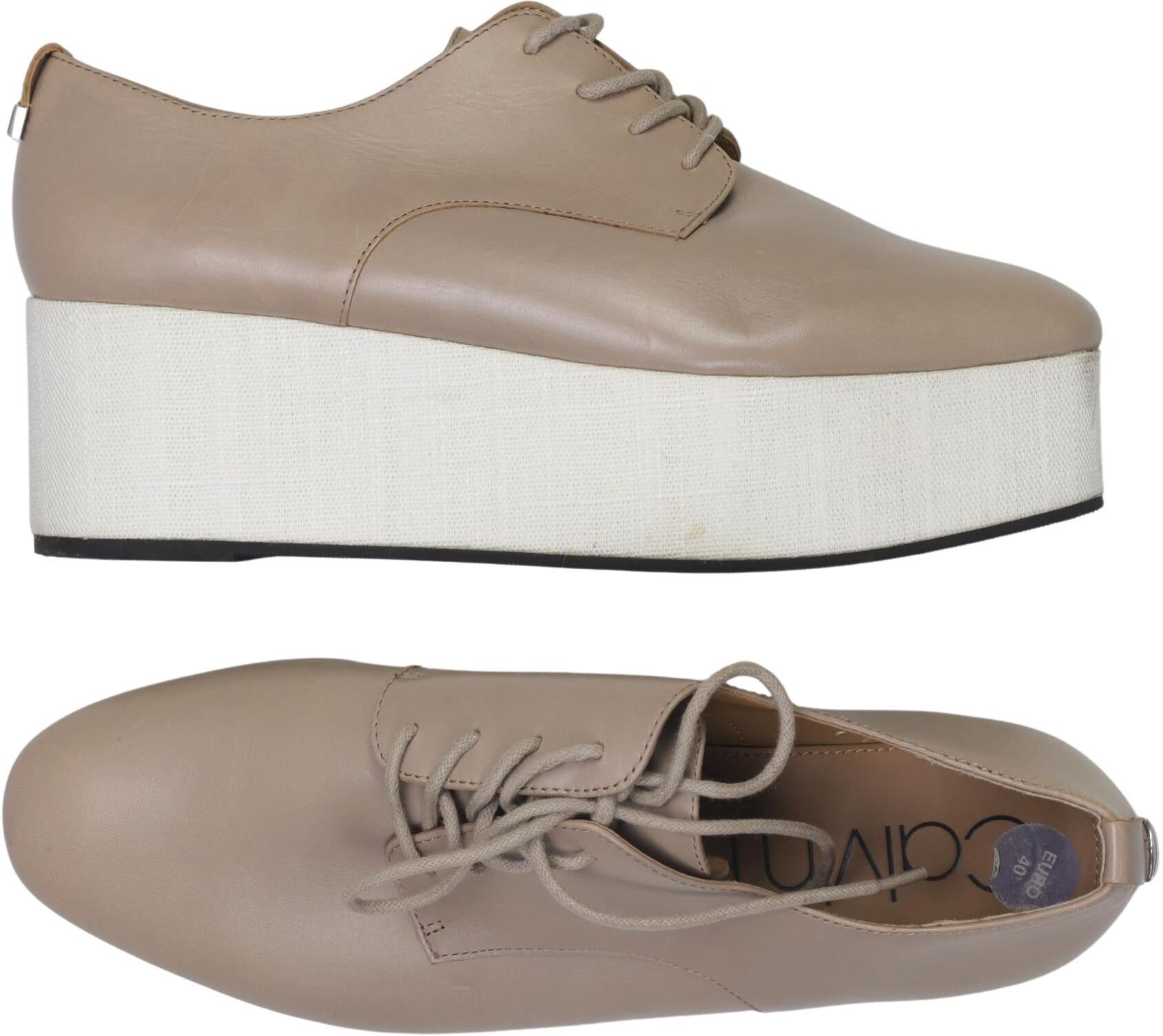 Calvin Klein Damen Halbschuh, Beige, Gr. EU 40, Leder - Second Hand
