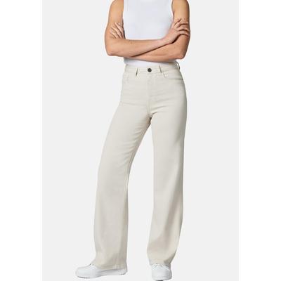 Chinohose PEAK TIME "Cyrele", Damen, Gr. 26, Länge 32, beige (orbit sand), Stoff, Material: 93% Baumwolle, 6% Elastomultiester, 1% Elasthan, weit lang, Hosen Chinohose, Lange Wide-Leg-Hose mit Bio-Baumwolle