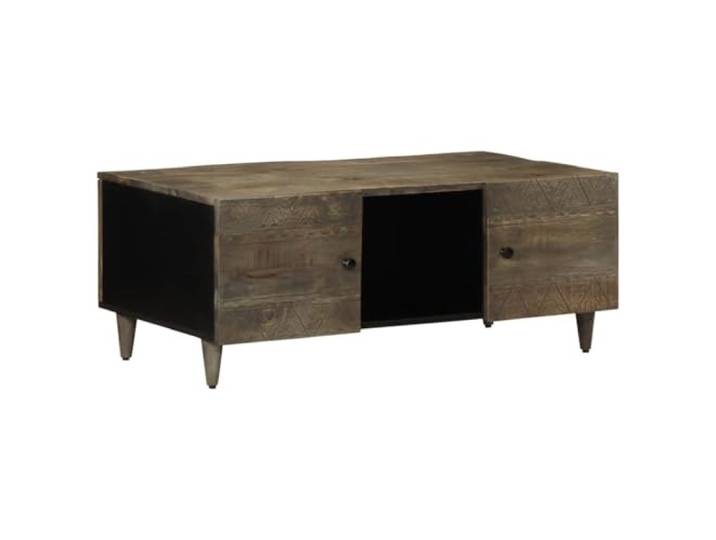 HEFZGDB Massivholz Couchtisch Hellgrau 100x54x40 cm Mango Beistelltisch mit Beinen und Stauraum für Wohnzimmer