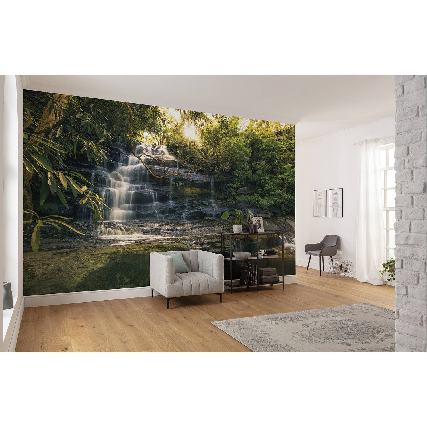home24 Fotobehang Golden Falls Abstract Modern Multicolour Groen B: 450 cm, H: 280 cm