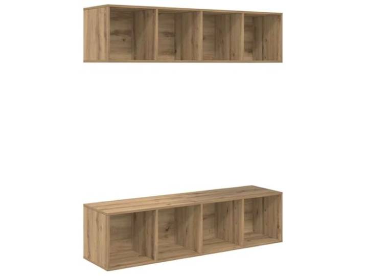 Roanoer TV Schrank Set 2 STK Wandmontiert Artisan Eiche 37x37x142,5cm Platzsparendes Hängeboard 2er Set aus pflegeleichtem Holzwerkstoff für Wohnzimmer und Schlafzimmer mit Regalfächern.