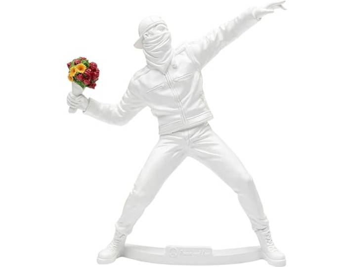 Kare Design deco figuur street art boeket, wit, decoratief object, woonaccessoires, man met boeket in de hand, 27 x 7 x 24 cm (h x b x d)