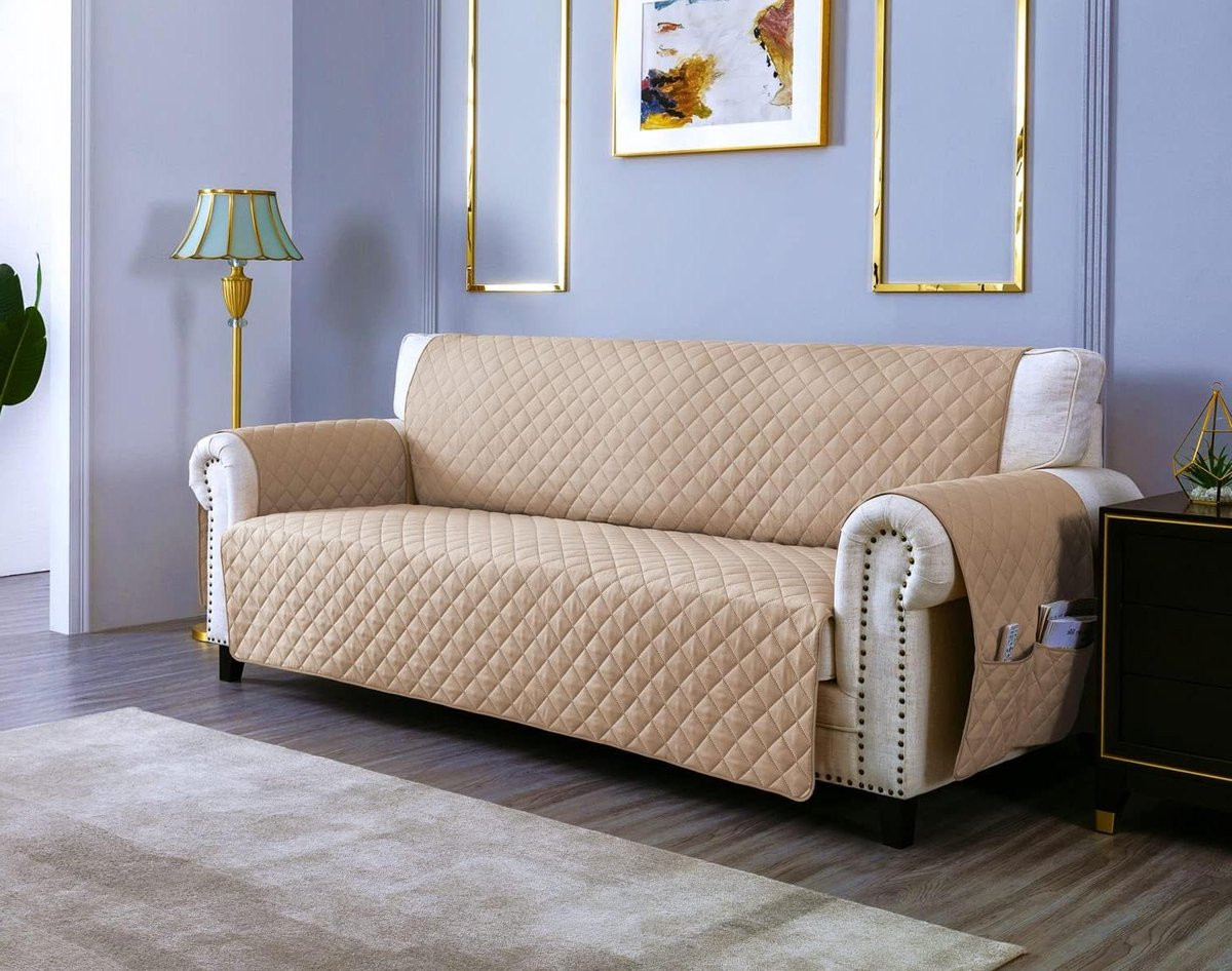 Waterdichte en krasbestendige bankhoes voor volwassenen in khaki, 170 cm