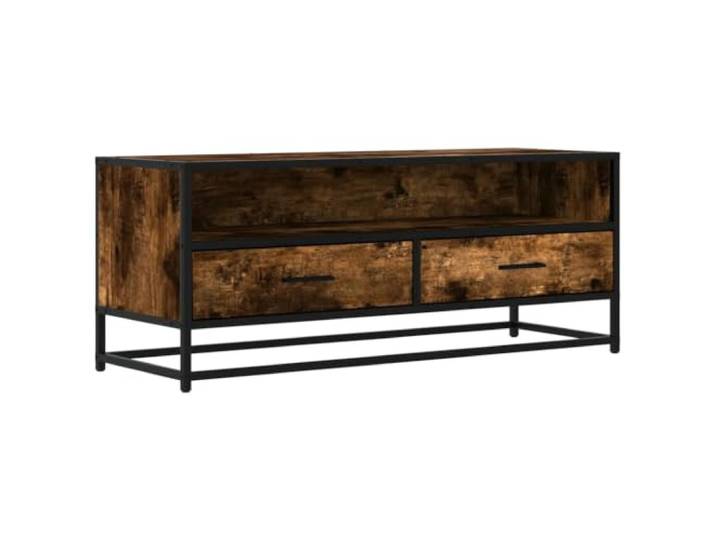 Helloshop26 TV-Möbel im industriellen Design mit großem Stauraum, 100 x 34,5 x 40 cm, aus Holz, Eiche, rauchfarben, 02_0049590