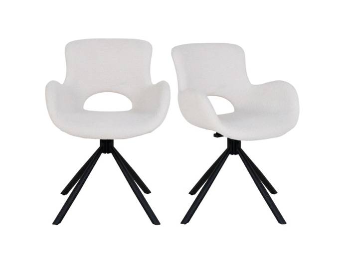 Chaise pivotante 360° en tissu écru (x2)