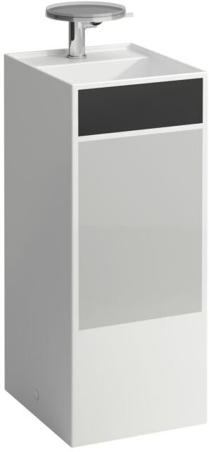 LAUFEN Kartell Waschtisch H811331D031581 37,5x43,5x90cm, Dekor, Farbflächen schwarz und grau, ohne Überlauf, 3 Hahnlöcher