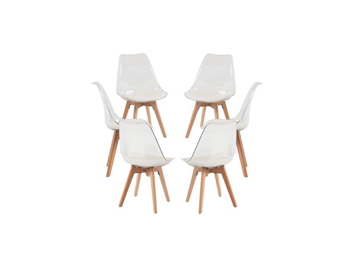 6er Set Synk Transparenter Sitz Stühle - Weiß