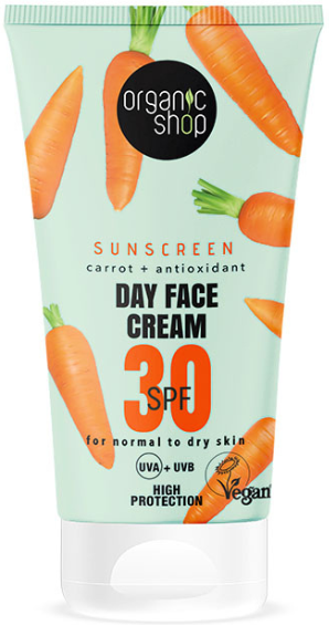 Organic Shop Sunscreen Facial Day Cream with Carrot SPF 30 50 ml