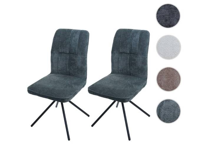 MCW Lot de 2 chaises de salle à manger MCW-N99 chenille bleu-vert